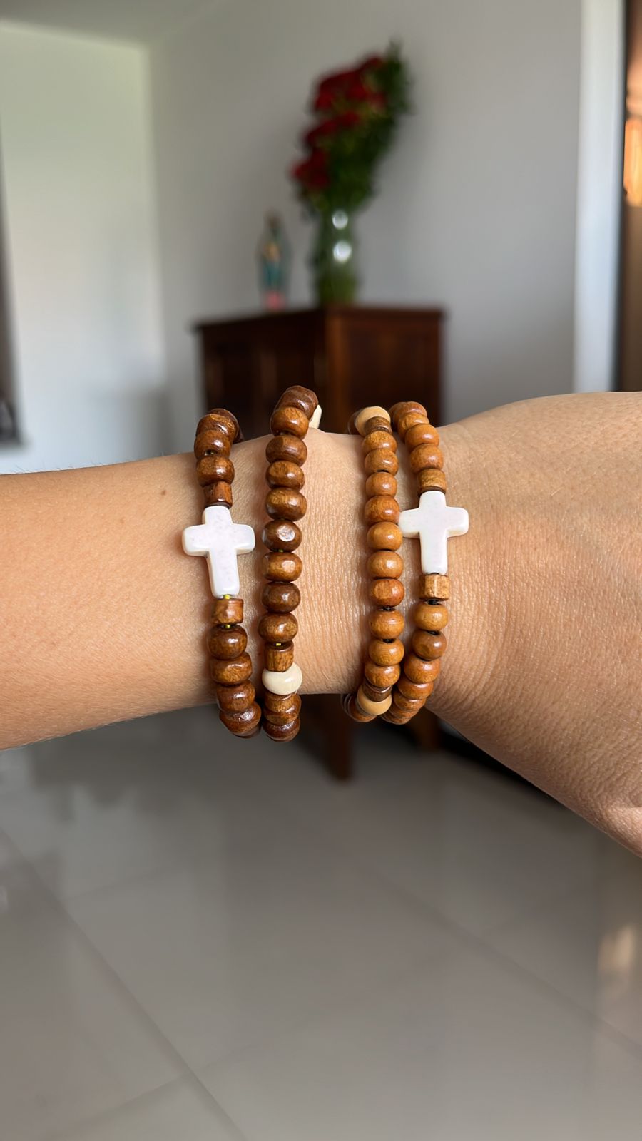 Handmade Wooden Rosary - Colombian Elastic Rosary Bracelet