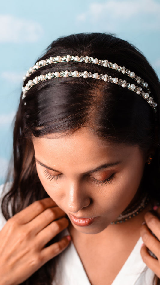 Hand-Woven Murano Crystals, and Pearls Headband, Handmade Colombian Wedding Tiara