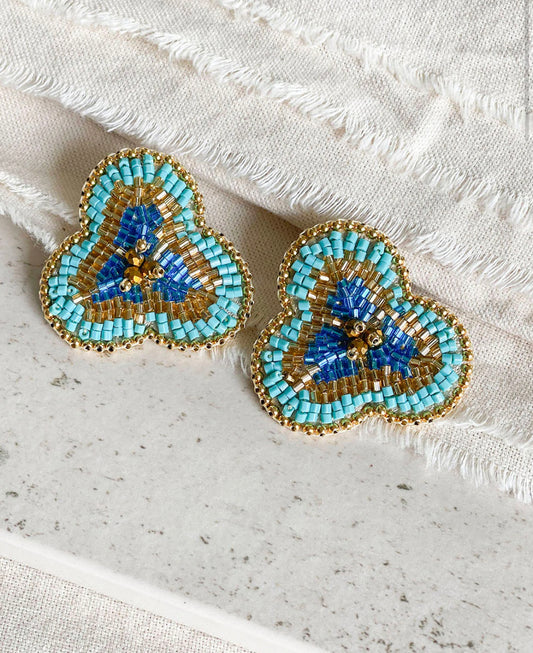 Handmade Beaded Cluster Stud Earrings