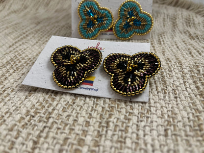 Handmade Beaded Cluster Stud Earrings