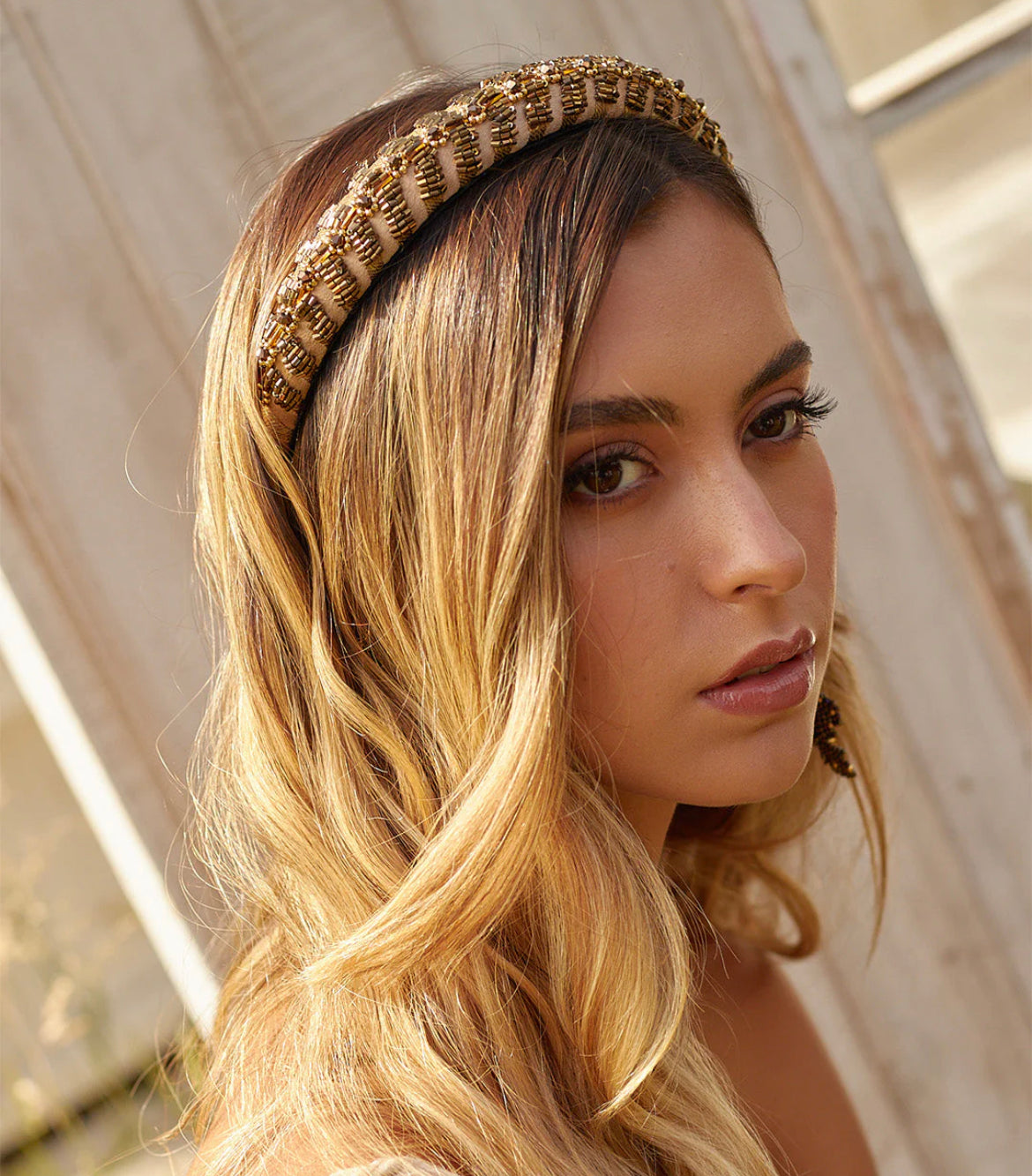 Handmade “Treasure” Headband, Hand-Crafted  Murano crystals and gold-plated beads