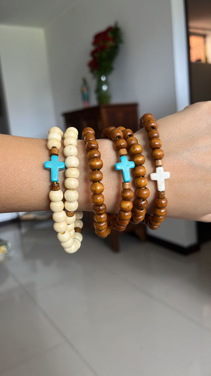 Handmade Wooden Rosary - Colombian Elastic Rosary Bracelet