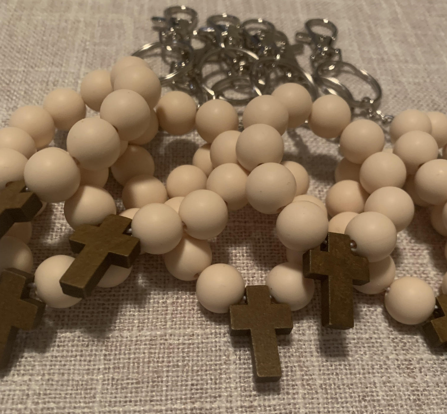 Set of 5 Silicone Beaded Keychain, Decade Rosary, Catholic Mini Rosaries Keychain, Mini Rosary Favors, Rosary Favors, First Holy Communion