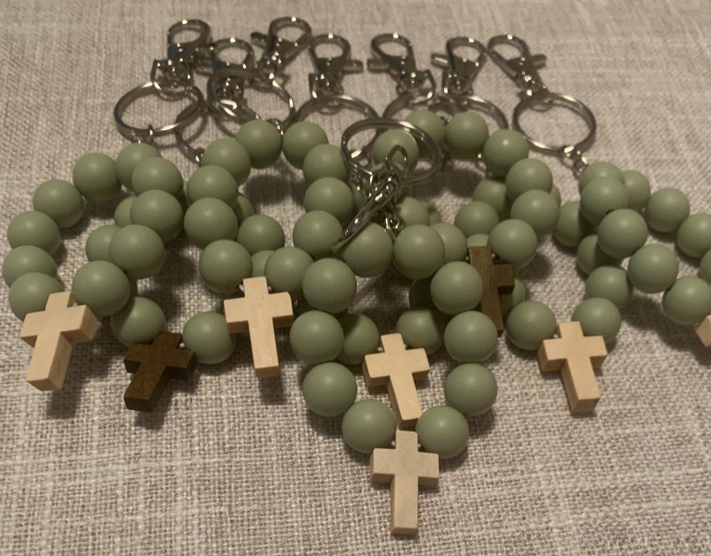 Set of 5 Silicone Beaded Keychain, Decade Rosary, Catholic Mini Rosaries Keychain, Mini Rosary Favors, Rosary Favors, First Holy Communion