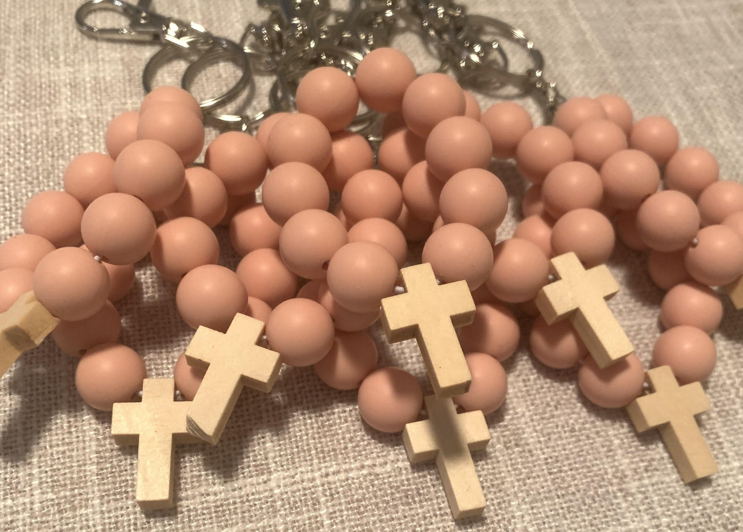 Set of 5 Silicone Beaded Keychain, Decade Rosary, Catholic Mini Rosaries Keychain, Mini Rosary Favors, Rosary Favors, First Holy Communion