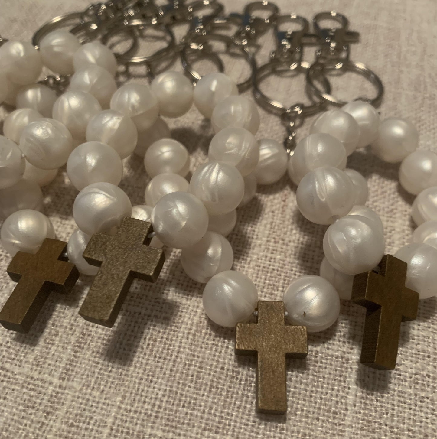 Set of 5 Silicone Beaded Keychain, Decade Rosary, Catholic Mini Rosaries Keychain, Mini Rosary Favors, Rosary Favors, First Holy Communion